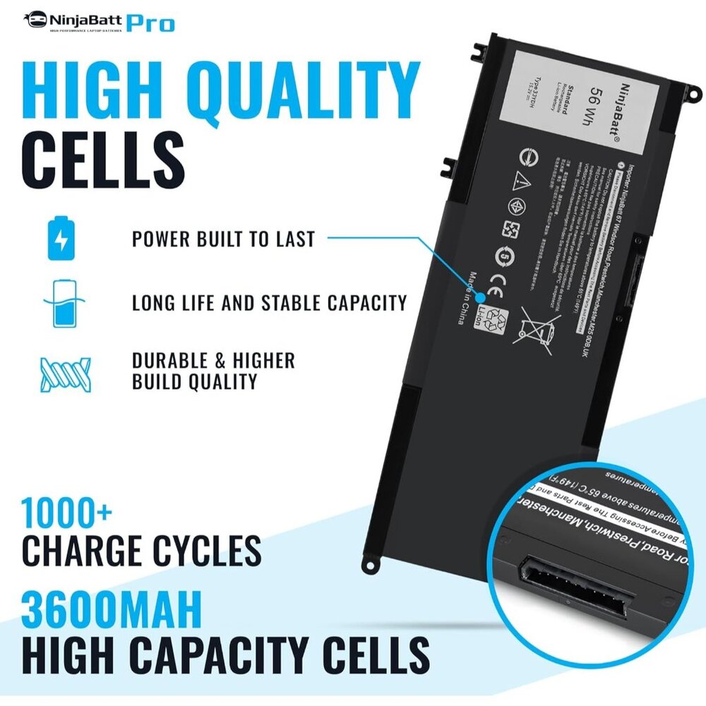 33YDH Laptop Battery for Dell Inspiron 17 7000 G3 G5 G7 Latitude 3590 Vostro 56W